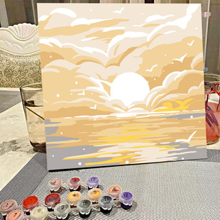 Digital oil painting diy coloring painting children's filling cartoon animation coloring handmade decorative painting living room landscape wholesale