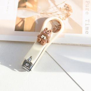 Cute Cartoon Nail Clipper Cream Color Nail Clipper Creative Folding Nail Clipper Female Nail Clipper Manicure Splash-proof