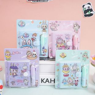 Внешняя торговля Раббу Студенческий карманный блокнот LABUBU с ручкой небольшой набор канцелярских товаров портативный набор