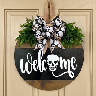 Cross-border New Halloween White Ghost BOO Creative Door Plate High Sense Decorative Wooden Craft Pendant