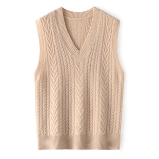 Autumn and Winter New V-neck Wool Knitted Vest Women's Loose Sweater Sleeveless Vest Waistcoat Outer Wear