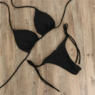 Cross-border European and American Bikini Swimsuit with Chest Pad Foreign Trade Three-point Sexy Swimsuit Women's Split Adjustable Lace-up
