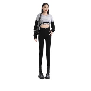 fleece-lined Thickened Jeans Women's High Waist Skinny Pants Warm with Velvet Outer Wearing One-piece Velvet Autumn and Winter 2024 New Arrival Pants