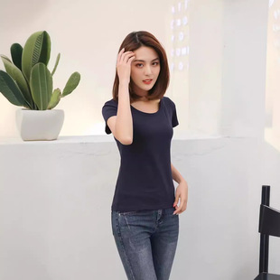 Fashion slim fit T-shirt women's short sleeve cotton high-end Joker round neck advertising shirt T-shirt overalls class clothes wholesale