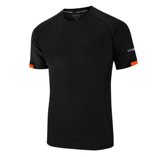 Round Neck Short-sleeved T-shirt Men's Summer Running T-shirt Fitness T-shirt Ice Silk Quick-drying Clothes Men's Large Size Sports Top
