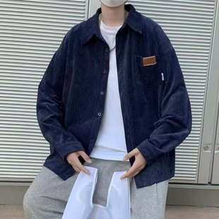 American Retro Corduroy Shirt Men's Autumn and Winter Long-sleeved Loose Duffian Handsome Fashionable Ins Casual Shirt Jacket Men