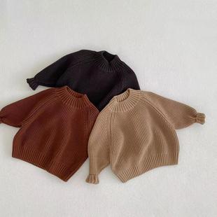 Mori Style Korean Children's Wear 2022 New Winter Wear Children's Thickened Thick Needle Pullover Base Half High Neck Sweater for Boys and Girls