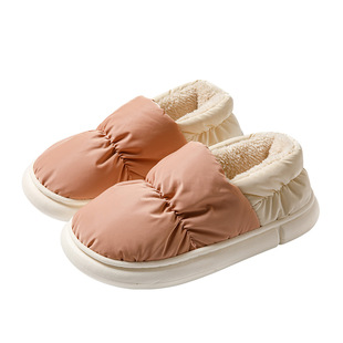 New Down Cloth Bag and Home Cotton Slippers Non-slip Warm Shit-on Feeling High-face Value Winter Couple Thick Bottom Outer Wear