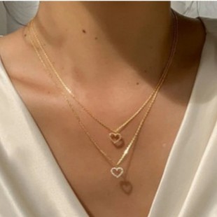Европа и США трансграничные AliExpress новое простое ожерелье темперамента женское золото инкрустированное стразами любовь двойное ожерелье оптом