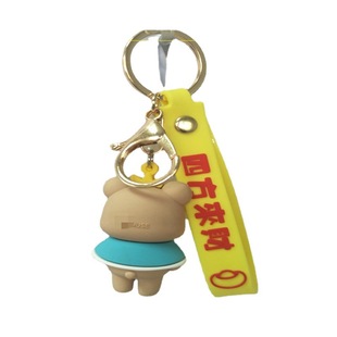 New couple couple's simple bow bear doll keychain cartoon car ornaments cute bag pendant