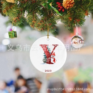 2023 cross-border Amazon New 26 letters Christmas snowman Christmas pendant-acrylic car ornaments Saint