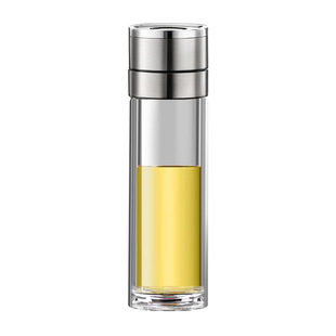 One key open lid double glass car press men's lettering last name portable tea separation cup wholesale