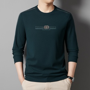 Tiktok live popular long-sleeved T-shirt men's Spring and Autumn New Korean style casual sweater young and middle-aged bottoming shirt top