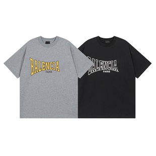 B Home Correct Edition Paris New Classic LOGO Art Crack Printing Loose Round Neck Short Sleeve T-shirt for Men and Women