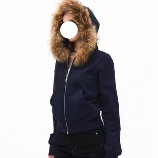 Fur Collar Hooded Sweatshirt Jacket with Detachable Real Raccoon Fur Collar Sold Separately Customized Fur Collar Hooded Accessories Short Jacket