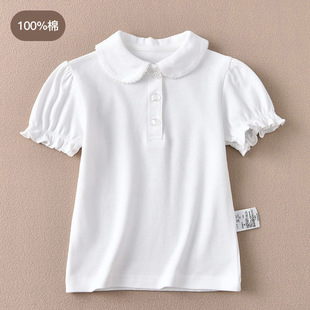Cotton new children's short-sleeved summer thin T-shirt for boys and girls student school uniform polo shirt children's tops