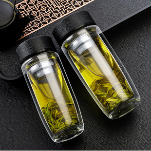 Goose Egg Cup Double-layer High Borosilicate Glass Water Cup Leak-proof with Tea Leak Advertising Cup Business Water Cup Thickened