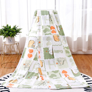 Double Layer Artificial Cotton Cover Blanket Summer Cool Quilt Baby Children's Cotton Silk Air-conditioning Quilt Single Double Summer Quilt Machine Washable