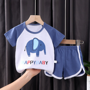 Summer New Children's Short-sleeved Suit Cotton Baby Clothes Korean Two-piece Boys' Clothing Shorts Children's Clothing