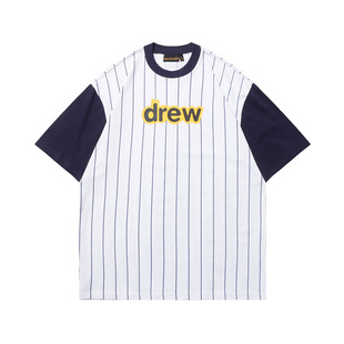 Summer New Drew Short-sleeved Distressed Crack Smiley Washed Round Neck Men's and Women's Short-sleeved Loose Couple's T-shirt