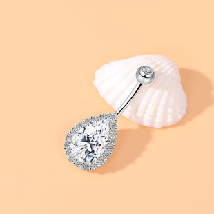 S925 Silver Navel Nail Water Drops Goddess Body Piercing Jewelry Navel Buckle Fashion Diamond Umbilical Ring Wholesale