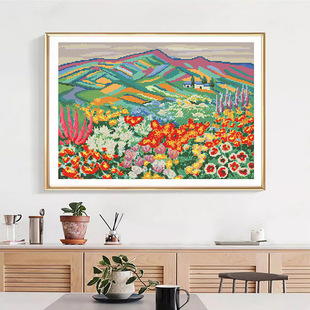 Shake the sound fast hand cross-border a generation of cross-stitch 2024 new thread embroidery living room restaurant oil painting landscape embroidery