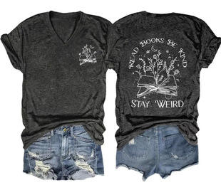 2025 Hot Sale Casual Summer Printed T-Shirt Short Sleeve V-Neck Top Daily 3D Digital Printed T-Shirt Summer
