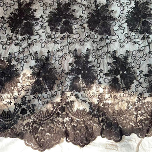 Large Wave Edge Textile Fabric Mesh Cotton Thread Embroidery Tablecloth Table Runner Curtain Accessories Lace Fabric