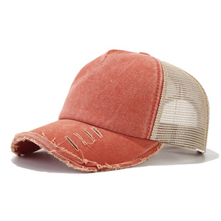 Cross-border wholesale wash cotton net cap women do old light plate summer cap men's outdoor sunshade hole baseball cap