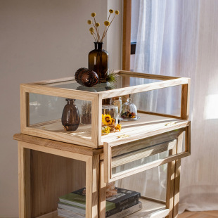 Solid Wood Glass Display Cabinet Dustproof Transparent Jewelry Tea Set Commercial Storage Cabinet Art Japanese Exhibition