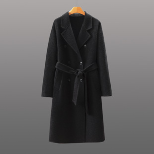 2024 High-end Autumn and Winter Classic Double-breasted 101801 Belt Woolen Coat Long Double-sided Cashmere Coat for Women
