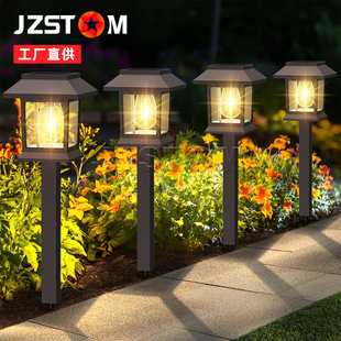 New Outdoor Rainproof Solar Tungsten Lawn Light Small House Light Small Square Small Palace Light Garden Light