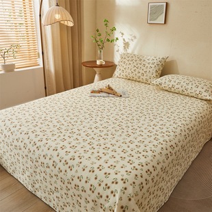 Class A Old Coarse Cloth Cotton Three-Piece Set Cotton Bed Sheet Student Dormitory Single Double Bed Single Household Single Product Pillowcase