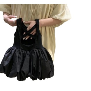 South Korea girls' backless small black dress girls' Korean style flower bud dress children's pettiskirt vest skirt L55101