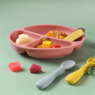 Cross-border Explosions Children's Silicone Dinner Plate Baby Supplementary Bowl Suction Bowl Food Grade Children's Silicone Tableware suit