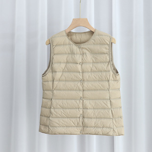Autumn 2024 New Lightweight Down Jacket Women's Collarless Liner Seamless Down Vest plus size Thin Waistcoat