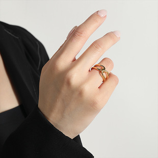 Japanese and Korean-style Niche Kink Simple Opening Cold Style Titanium Steel Ring Women's Niche Design Light Luxury Internet Celebrity Ins Ring