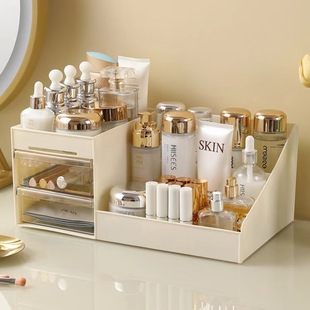 Light Luxury Drawer Type Cosmetic Box Dormitory Finishing Rack Cosmetic Skin Care Dressing Table Desktop Plastic Storage Box