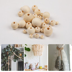 diy Beading Material Double Buckle Boxed Round Wooden Beads Combination Set Wood Color Beads Loose Beads Material Decorative Accessories