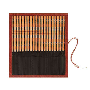 Chinese style writing brush pen curtain cloth bag large portable retro bamboo roll pen curtain chinese painting roll pencil case for students