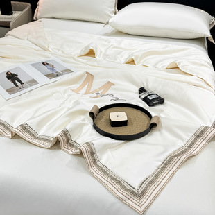 Light Luxury Summer Ice Silk Summer Quilt Four-piece Set Cool Silk Air Conditioning Quilt Washable Tencel Summer Cool Quilt Embroidered Thin Quilt