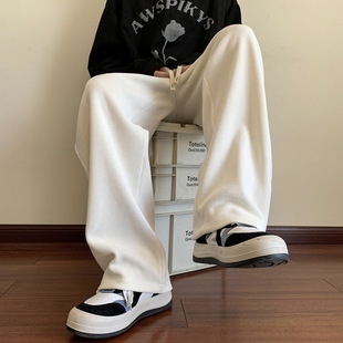 Pants Men's Autumn Fashion Brand Retro Straight Wide-leg Corduroy Casual oversize Pants White Sweat Pants