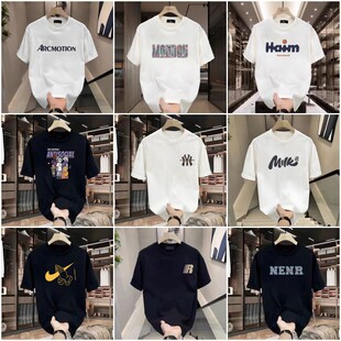 Short-sleeved Boys Summer T-shirt New American Style Summer Fashion Brand Half-sleeved Loose Heavy Cotton Top T-shirt Sports