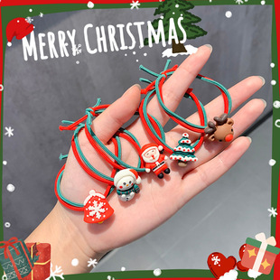Christmas hair rope cute Mori South Korea elk Santa Claus hair band Sweet tie hair band cartoon hair rope