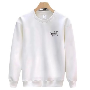 fleece-lined Sweatshirt Men's 2024 New Autumn and Winter Internet Celebrity Trendy Round Neck Loose Pullover T-shirt Casual Long Sleeve Top