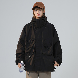 Mountain Outdoor Jacket Men's Autumn Tide Brand Windproof Waterproof Tooling Jacket Loose Hooded Mountaineering Suit Printed LOGO