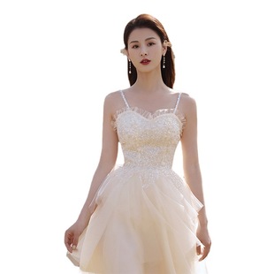 Sling Small Evening Dress Dress Women's 2024 Banquet Fairy Elegant Birthday Party Wedding Bridesmaid Dress Spring Normal Wear
