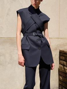 Suit Jacket Women's Simple Style 2025 Spring and Autumn New Elegant Elegant Sleeveless Belt Laps Design Sense Suit Women