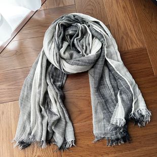 Japanese and Korean literary style color stripe bamboo cotton scarf ins style small group travel photo sunscreen shawl factory wholesale