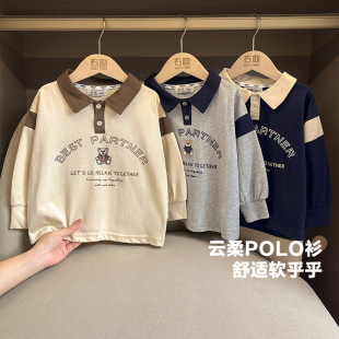 Мальчик POLO рубашка с длинными рукавами футболка весна и осень детская одежда ребенок 1 год 3 нижняя рубашка топ осень новая волна